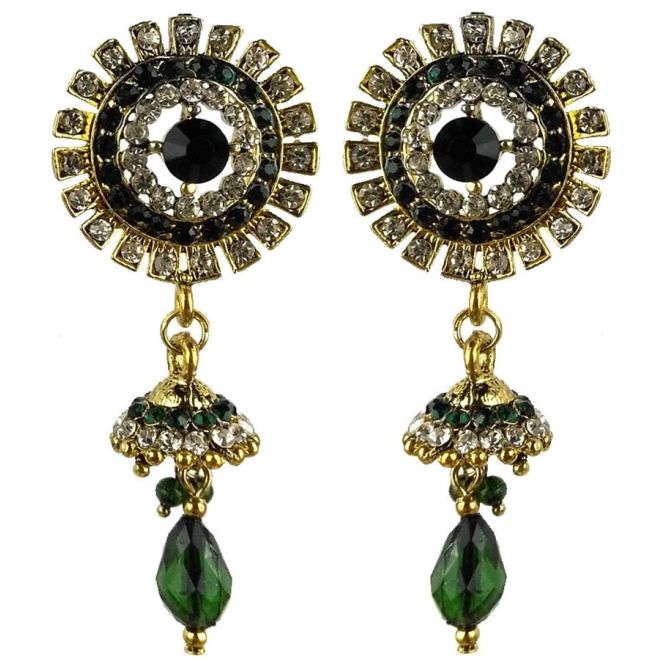Jhumka - Fancy Earrings in Bollywood Style (Size: 6x2,5cm)