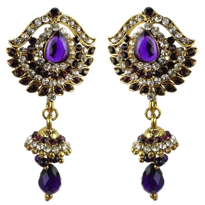 Jhumka - Fancy Earrings in Bollywood Style (Size: 6x2,5cm)