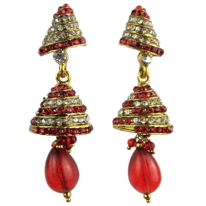 Jhumka - Paar Ohrringe im Bollywood-Stil (Maße: 6,5x2cm)