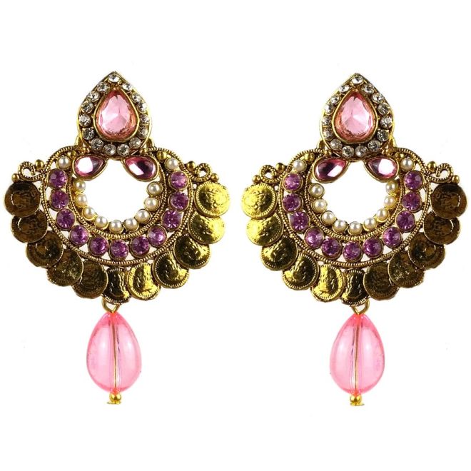 Jhumka - Fancy Earrings in Bollywood Style (Size: 6,5x4,5cm)