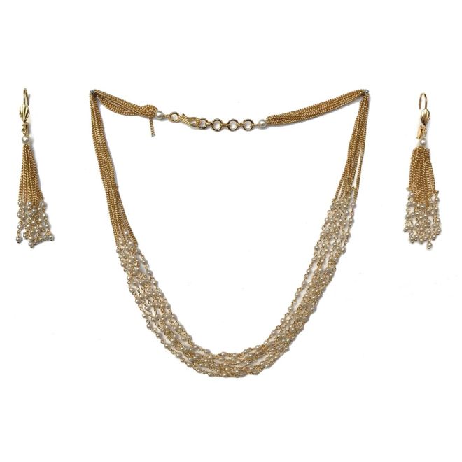 Zweiteiliges Perlen Schmuck-Set (Ohrringe, Kette)