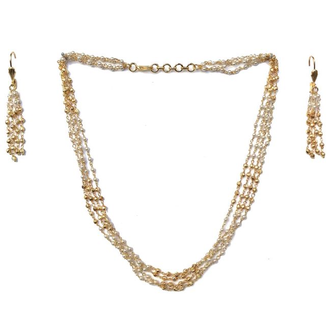 Zweiteiliges Perlen Schmuck-Set (Ohrringe, Kette)