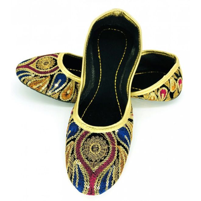 Women Handmade Khussa Slippers with sequins work