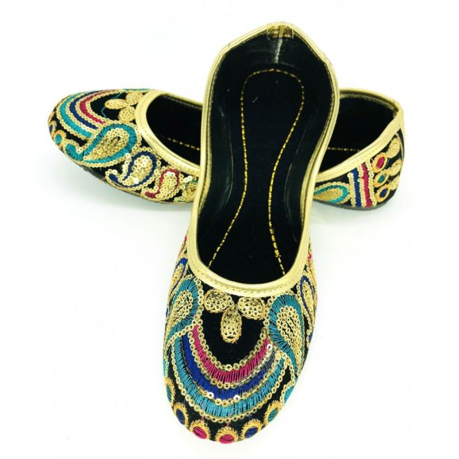 Women Handmade Khussa Slippers with sequins work