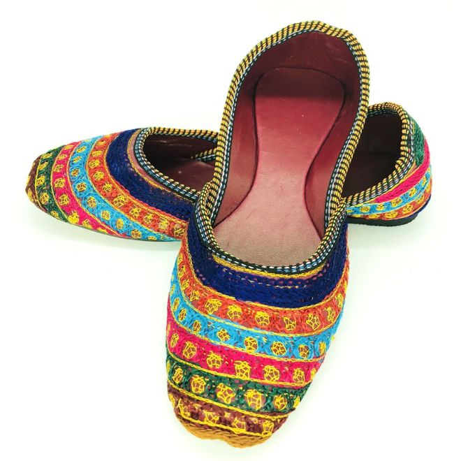 Women Handmade Khussa Slippers with sequins work