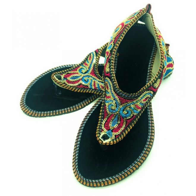 Women Handmade Khussa Slippers with sequins work