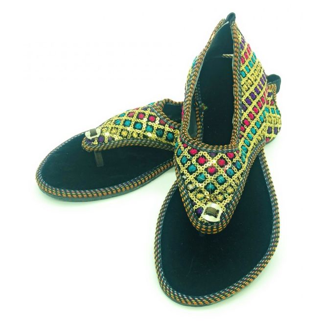 Women Handmade Khussa Slippers with sequins work
