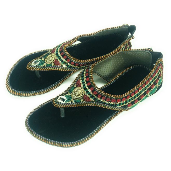 Women Handmade Khussa Slippers with sequins work