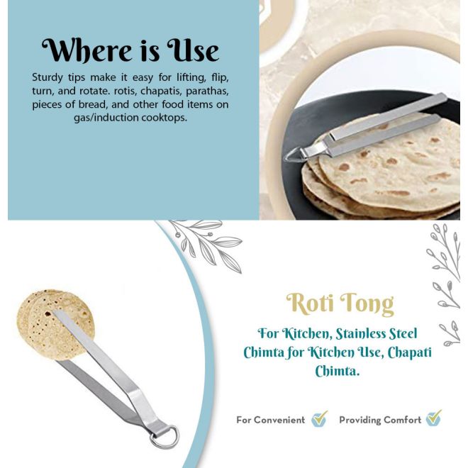 Stainless Steel Tongs, Chapatti Holder - Chimta