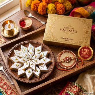 Bundle - 300g Dairy Valley Kaju Katli + Gratis Rakhi