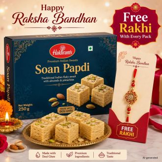 Bundle - 250g Haldiram Soan Papdi + Gratis Rakhi
