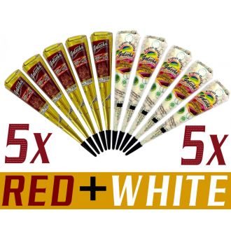 5x Rote + 5x Weisse Golecha Henna Kegel (250g)