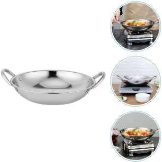 Robuster Kadai aus Edelstahl mit Induktionsboden zum Kochen und Frittieren