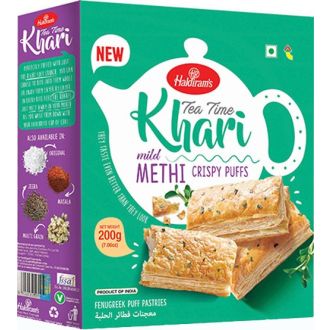 Haldiram Tea Time Khari Mild Methi Crispy Puffs (Blätterteiggebäck) 200g
