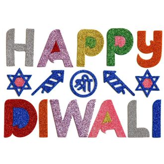 Happy Diwali - Decorative Foam Self Adhesive Colourful Stickers on A4 Sheet