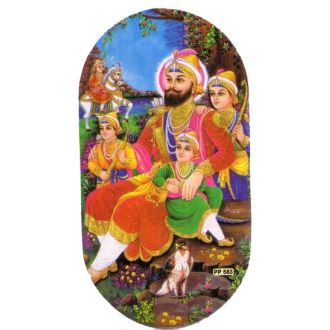 Aufkleber doppelseitig - Guru Gobind Singh mit seinen Kindern