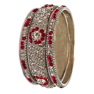 3er Armreifen-Set mit bunten Glitzersteine aus Metall