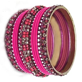 13pcs. Bangles-Set with colorful rhinestones, made of metal