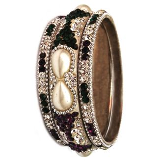 3er Armreifen-Set mit bunten Glitzersteine aus Metall