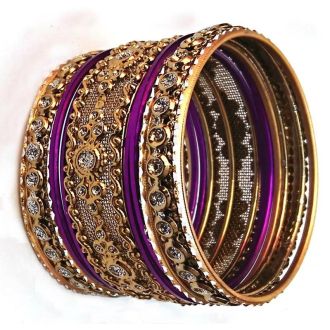 11pcs. Bangles-Set with colorful rhinestones, made of metal