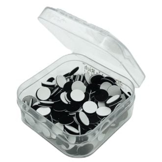200 Runde Kum Kum Bindis aus Samt in Glas-Döschen (Schwarz, ∅=7 mm)