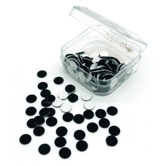 200 Runde Kum Kum Bindis aus Samt in Glas-Döschen (Schwarz, ∅=7 mm)