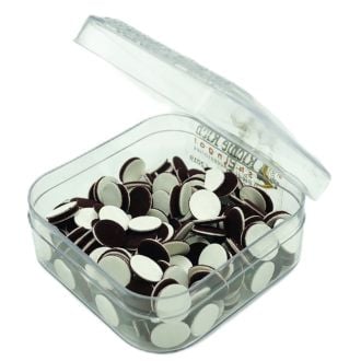 250 Runde Kum Kum Bindis aus Samt in Glas-Döschen (Kastanienrot, ∅=6 mm)
