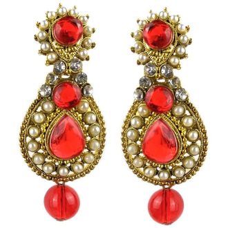 Jhumka - Fancy Earrings in Bollywood Style (Size: 6x2,5cm)