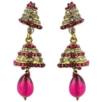 Jhumka - Fancy Earrings in Bollywood Style (Size: 6,5x2cm)