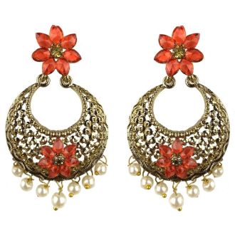 Jhumka - Fancy Earrings in Bollywood Style (Size: 6x3,5cm)